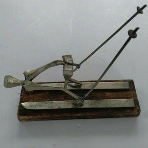 Skier Homemade Figure Made Of Steel An Wood made in Spain